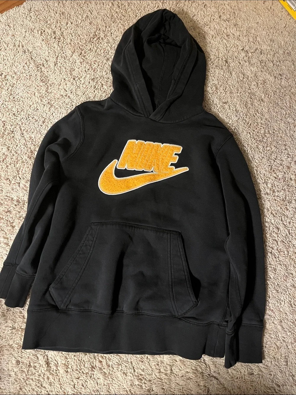 Nike Black Hoodie with Gold Logo Patch